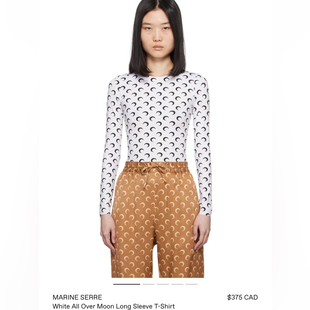 Marine Serre White All Over Moon Long Sleeve Shirt